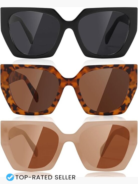 Oversized Square Cat Eye Sunglasses Retro Trendy UV400 Protection Sun Glasses main image 7